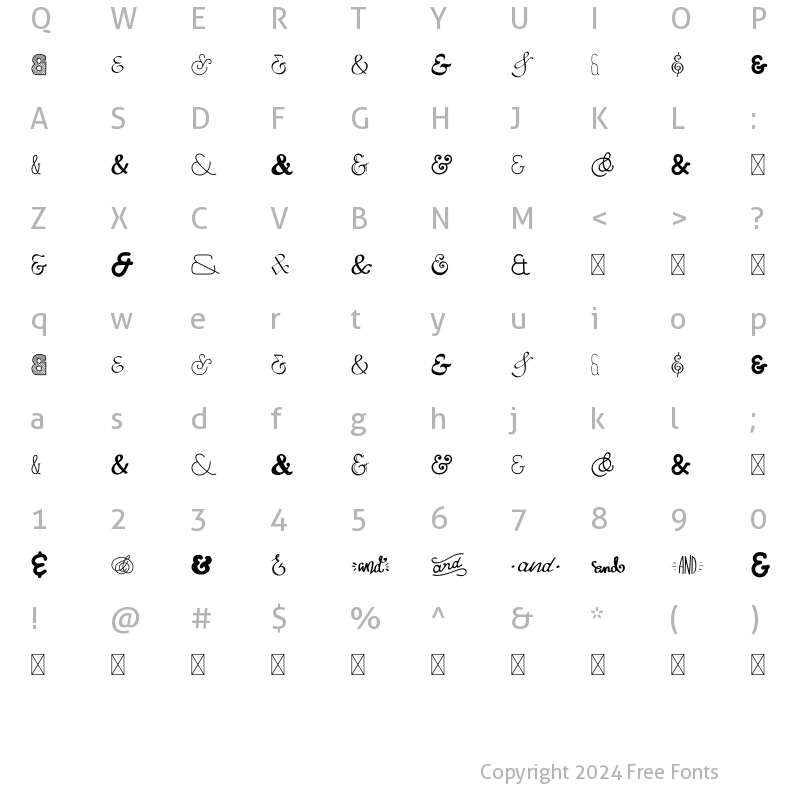 Character Map of Coodles Ampersand