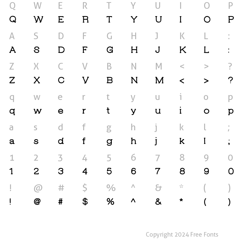 Character Map of Coodles Bold Slab