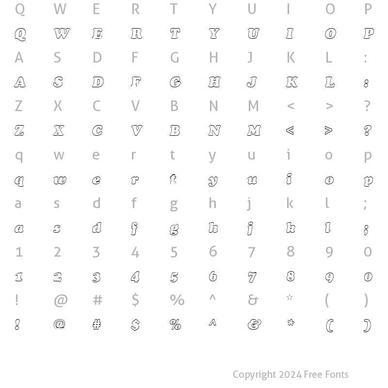 Character Map of Cookie Hollow Italic