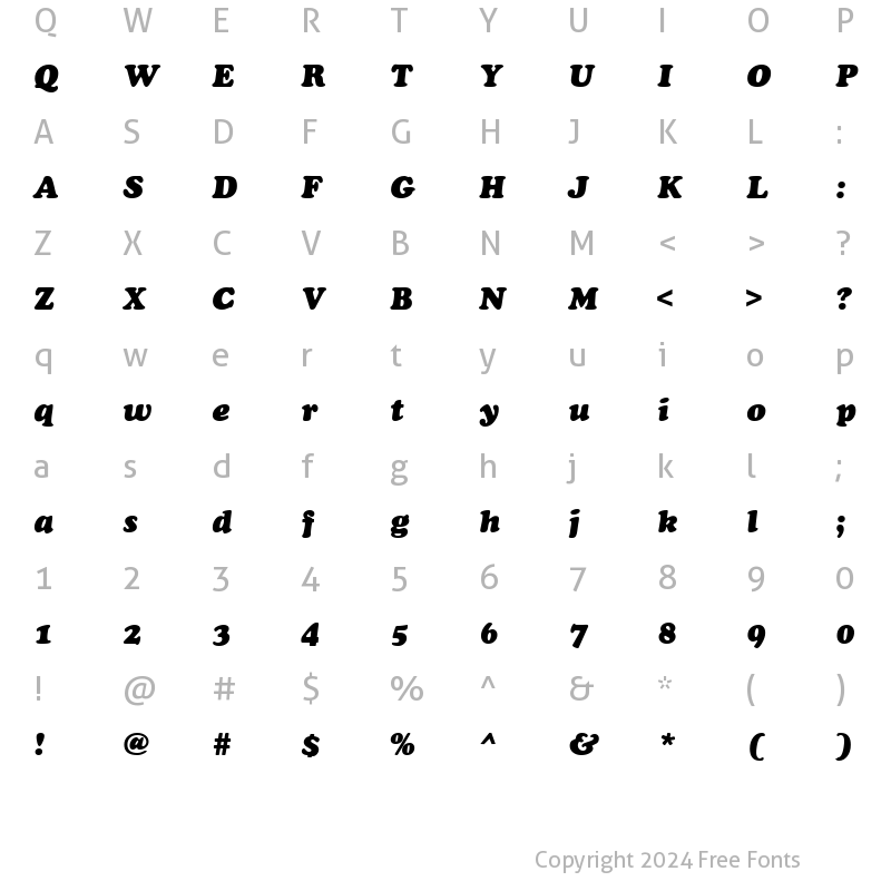 Character Map of Cookie Italic