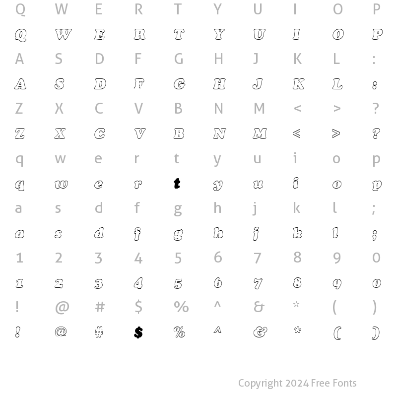 Character Map of CookieHollow Italic