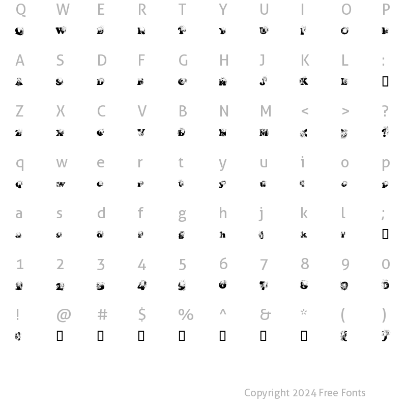 Character Map of coop deville Regular