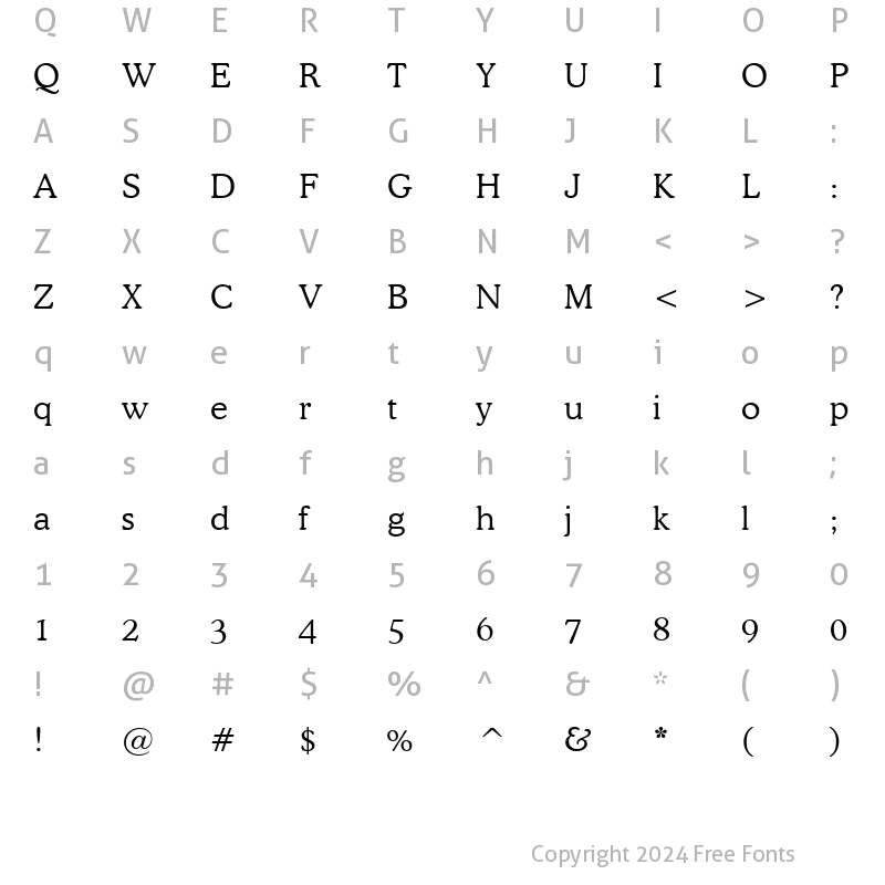 Character Map of Cooper Lt BT Light