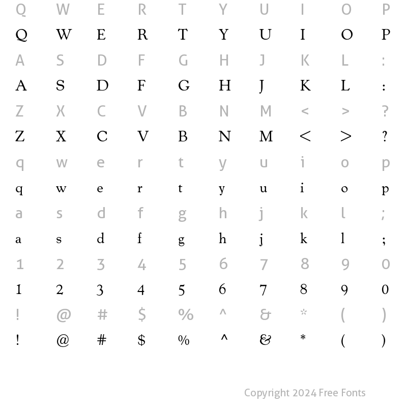 Character Map of Cooper Old Style BQ Regular