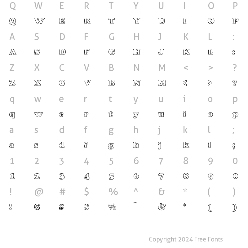 Character Map of CooperBlackOutline Regular