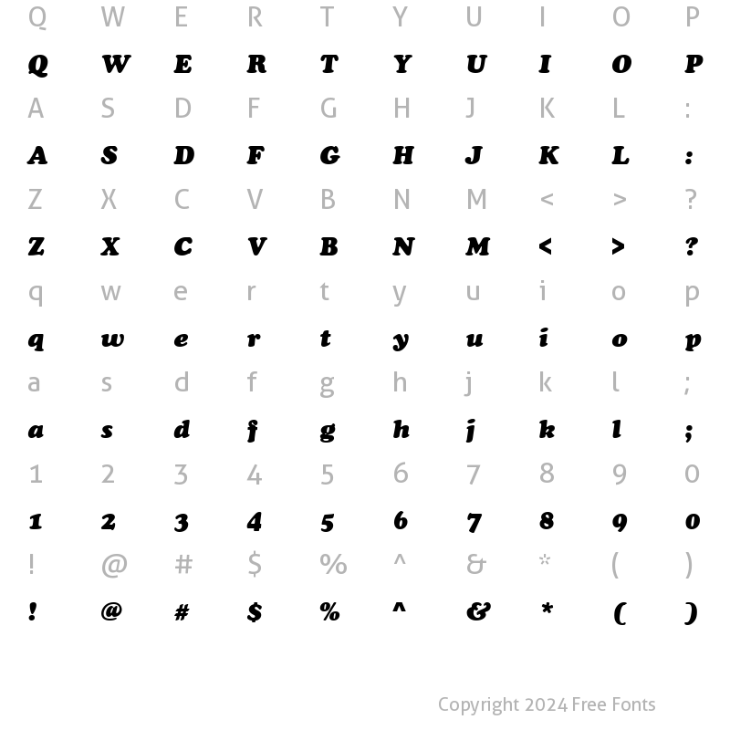 Character Map of CooperBlaD Italic