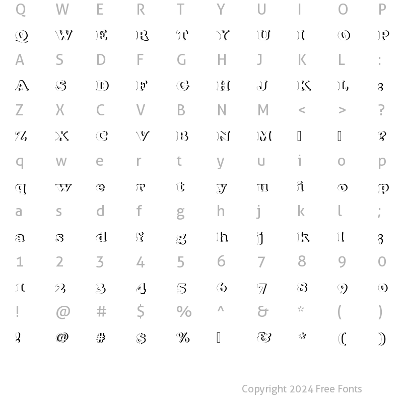 Character Map of CooperBlaDBolRe1 Regular