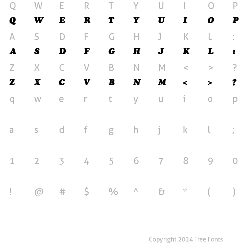 Character Map of CooperSSi BoldItalic