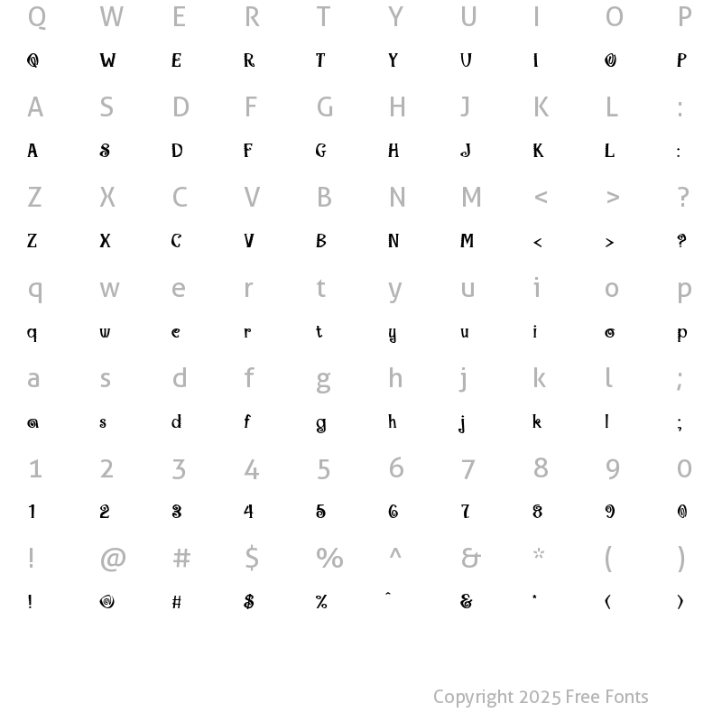 Character Map of Copacabana Bold