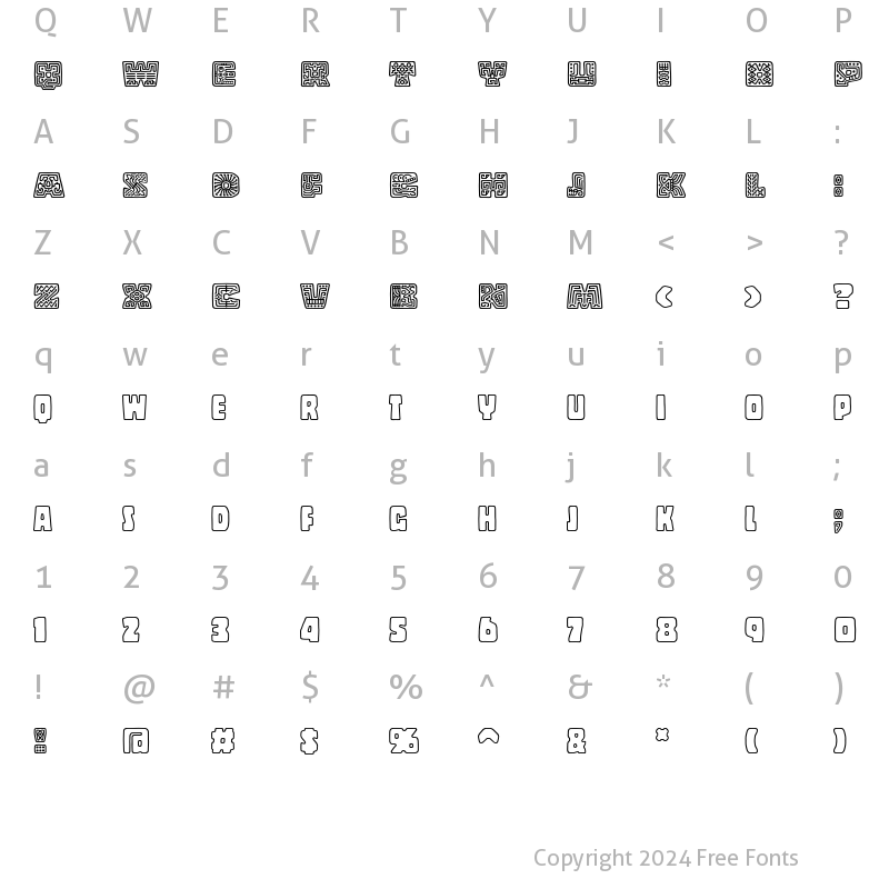 Character Map of Copal Decorated Regular