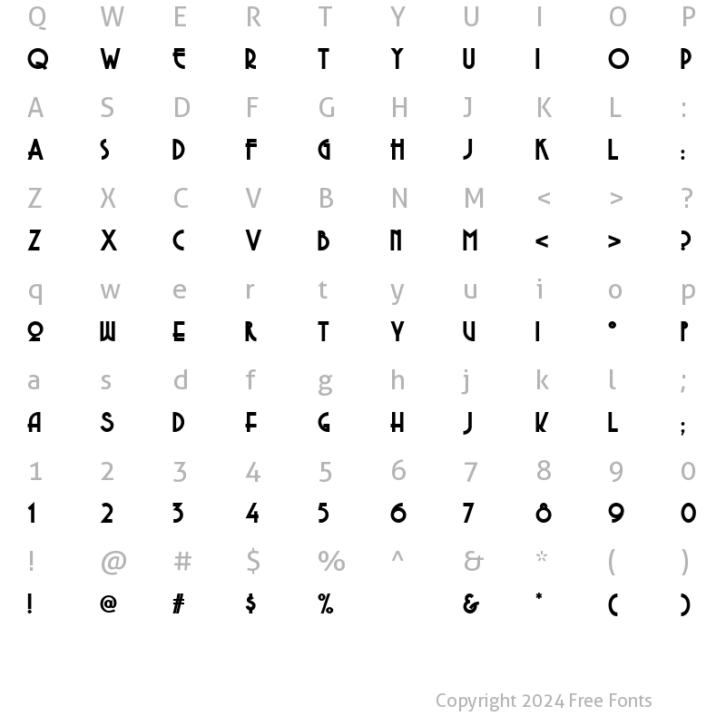 Character Map of Copasetic NF Bold