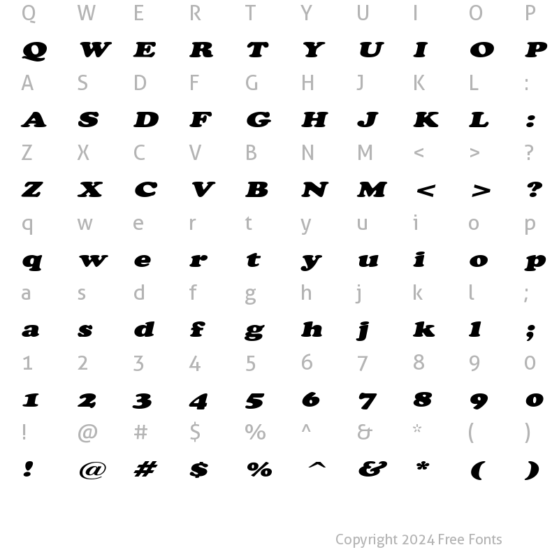 Character Map of CopperfieldExtended Italic