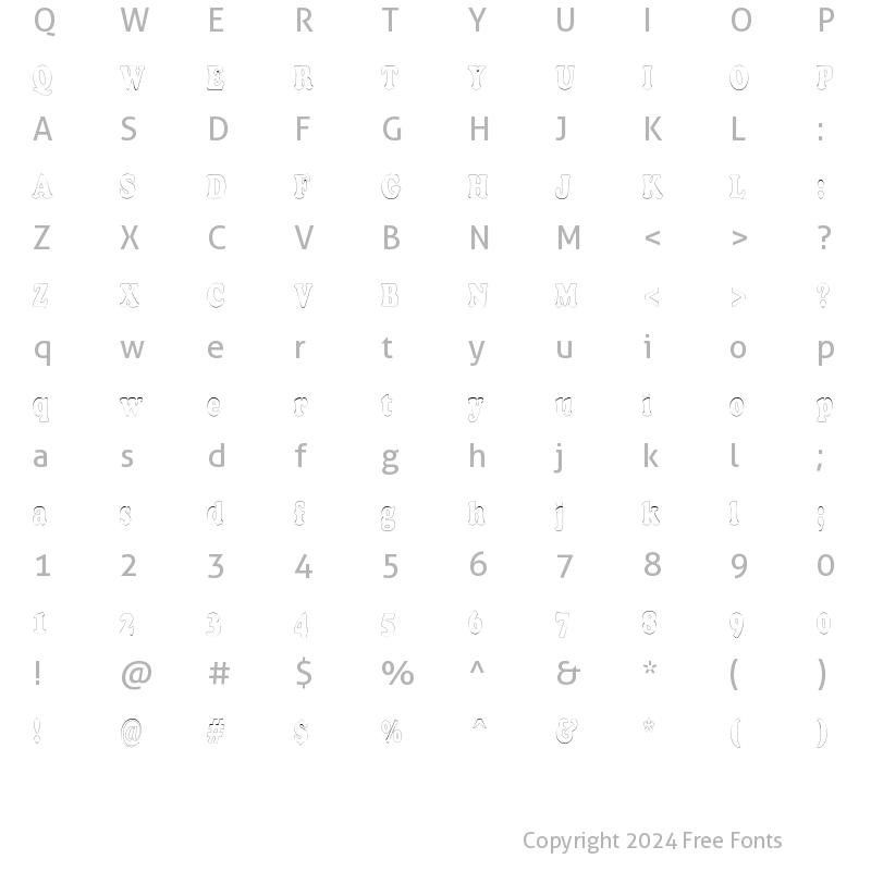 Character Map of CopperfieldOutlineCondensed Regular