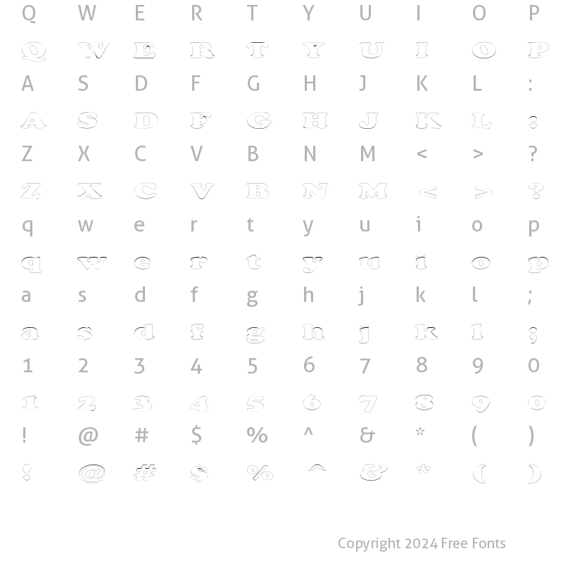 Character Map of CopperfieldOutlineExtended Regular