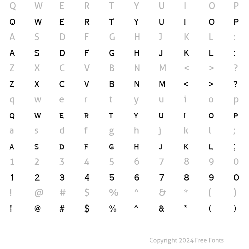 Character Map of Copperplate Becker Med Cond Regular