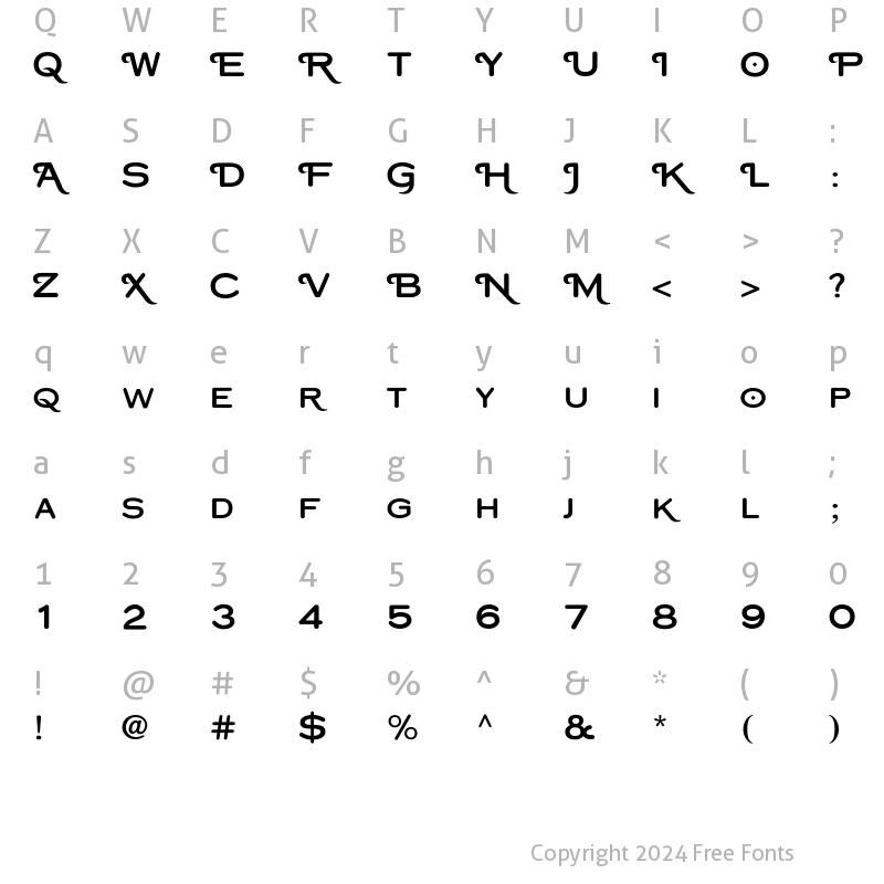 Character Map of Copperplate Classic Round Swash Regular