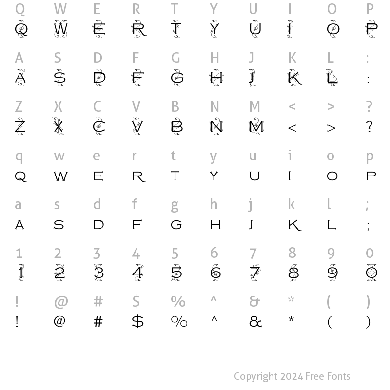 Character Map of Copperplate Deco Light Regular