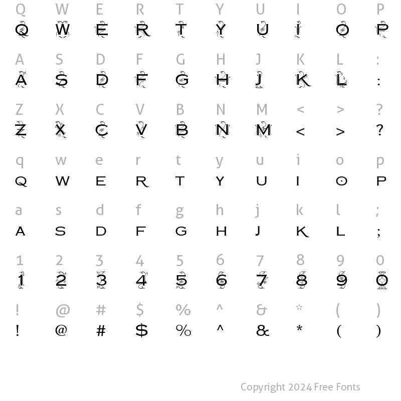 Character Map of Copperplate Deco Medium Regular