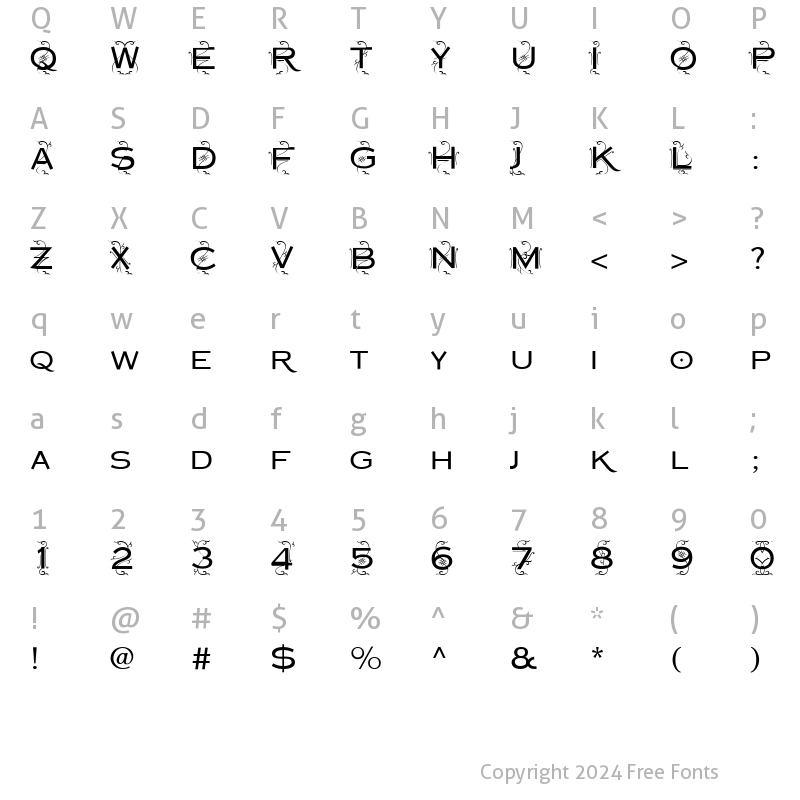 Character Map of Copperplate Deco Medium Sans Regular