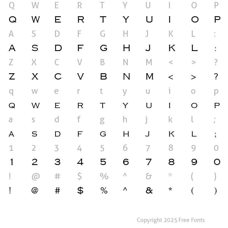 Character Map of Copperplate LT 32ab Regular