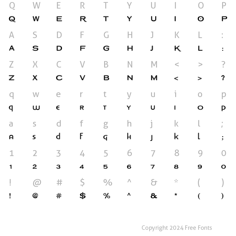 Character Map of Copperplate Modern Bold Chrome Regular