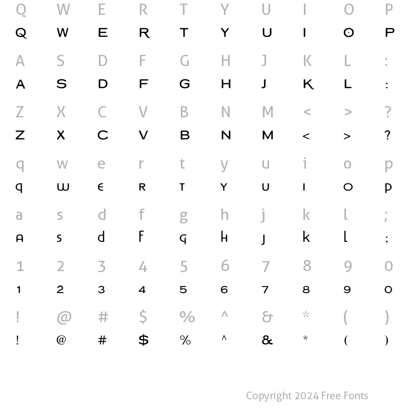 Character Map of Copperplate Modern Light Regular