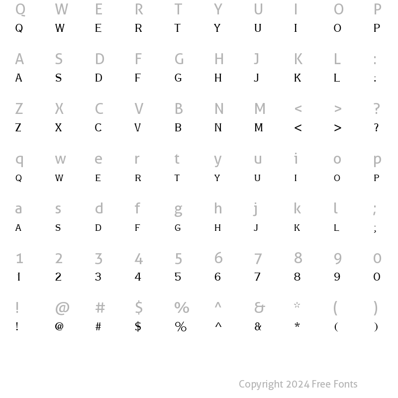 Character Map of CopperplateGothicTwenty-NineBC Roman