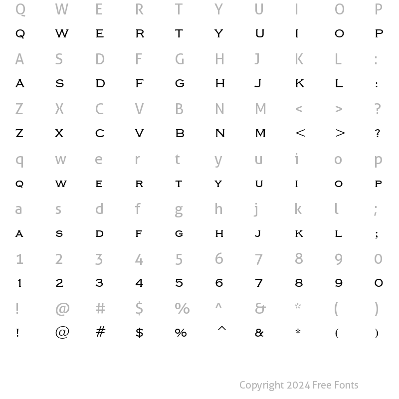 Character Map of CopprplGoth BT Roman