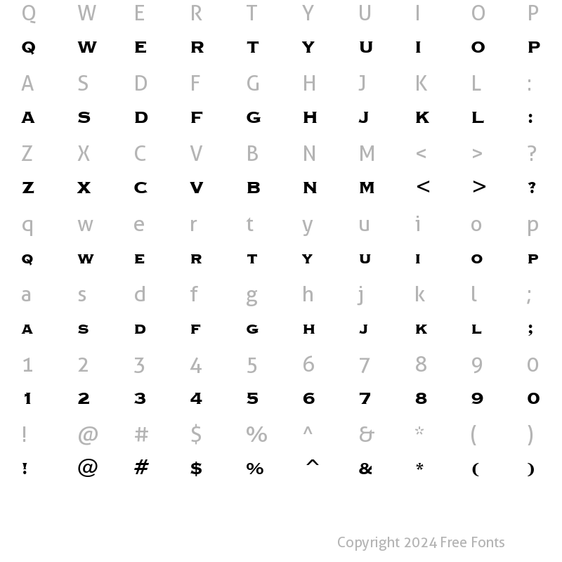 Character Map of CopprplGoth Hv BT Heavy