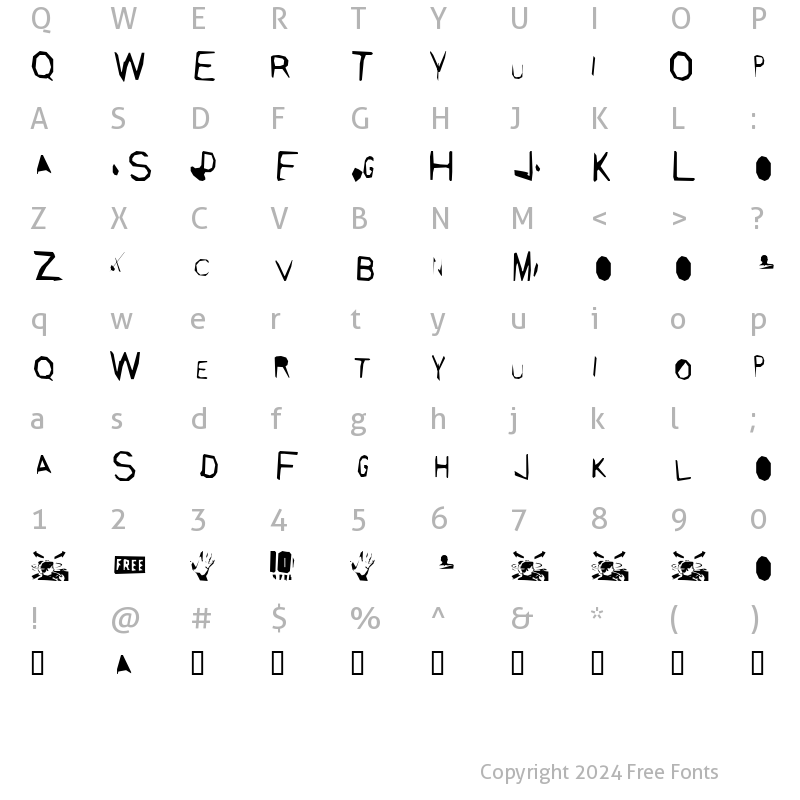 Character Map of Copsucker Regular