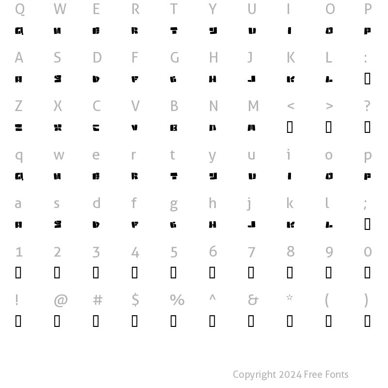 Character Map of Copycut Regular