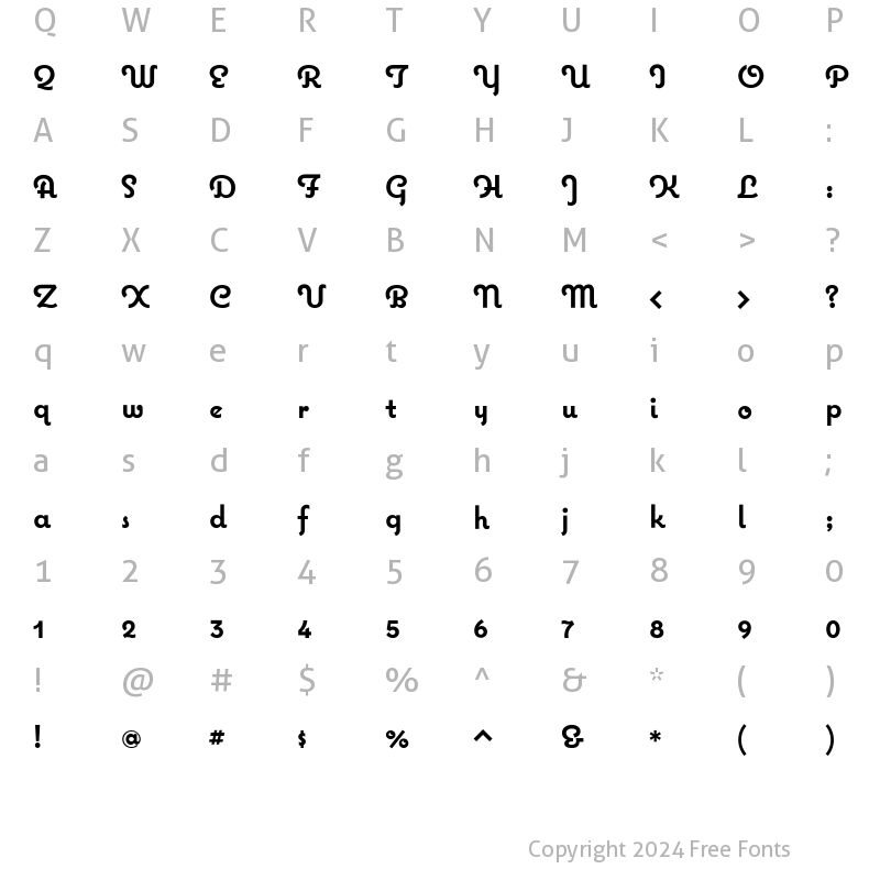 Character Map of Coquette Bold Regular