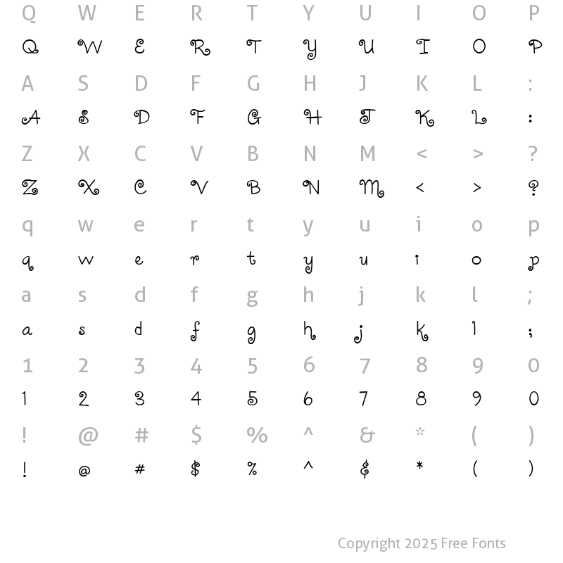 Character Map of CoquetteC Regular