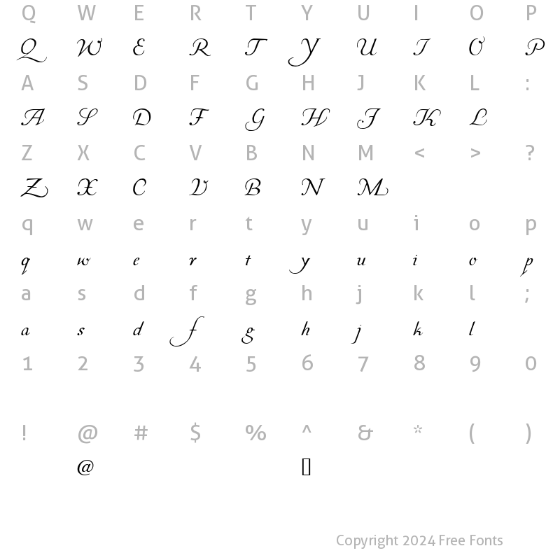 Character Map of Corabael Regular