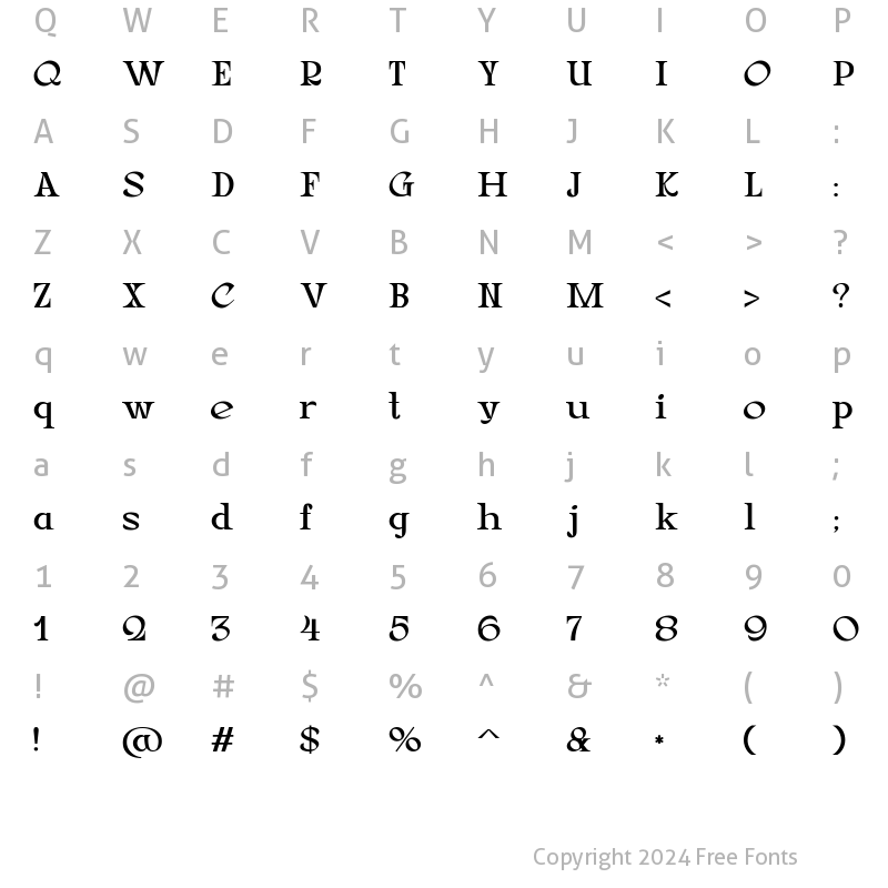 Character Map of Corbyn Serif ExtraLight