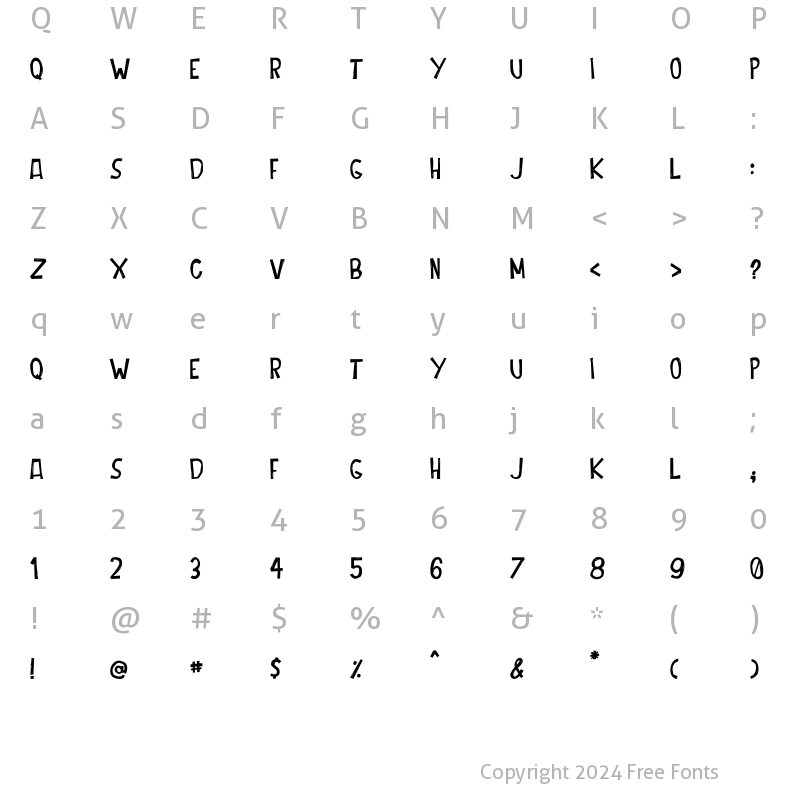 Character Map of Cordenilo Regular