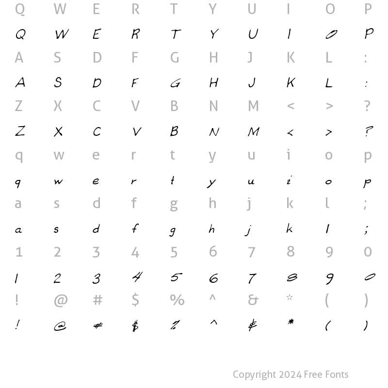 Character Map of CoreysHand Italic