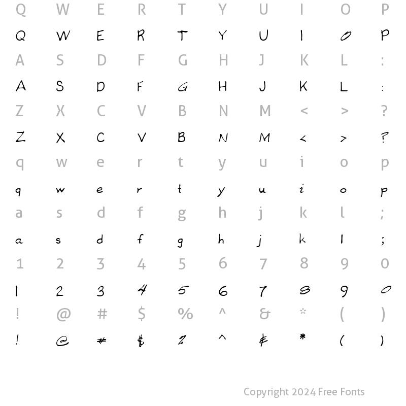 Character Map of CoreysHand Regular