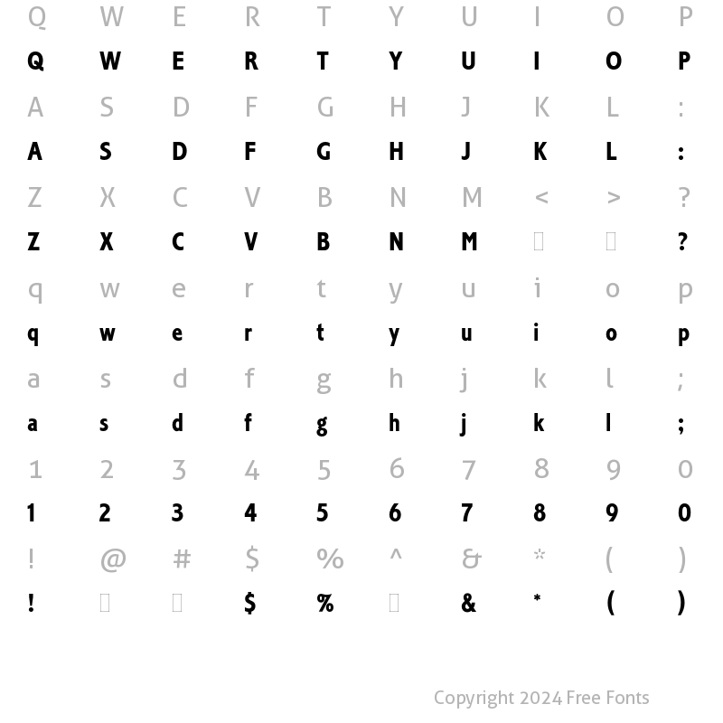 Character Map of Corinthian Bold Condensed Plain Regular