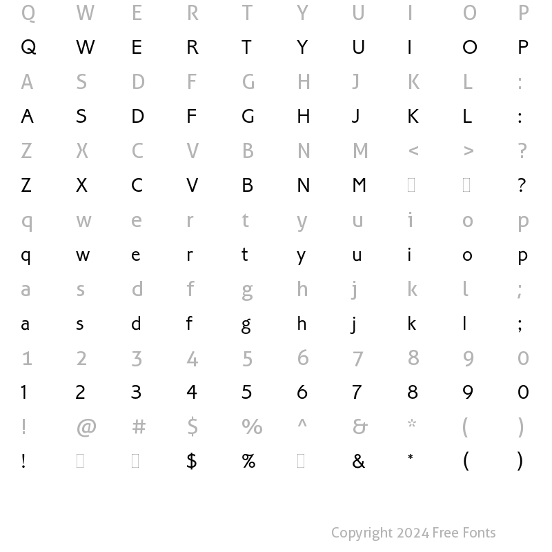 Character Map of Corinthian Light Plain Regular