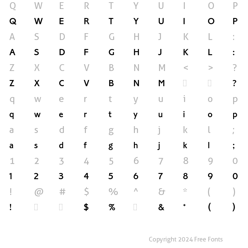 Character Map of Corinthian Medium Plain Regular