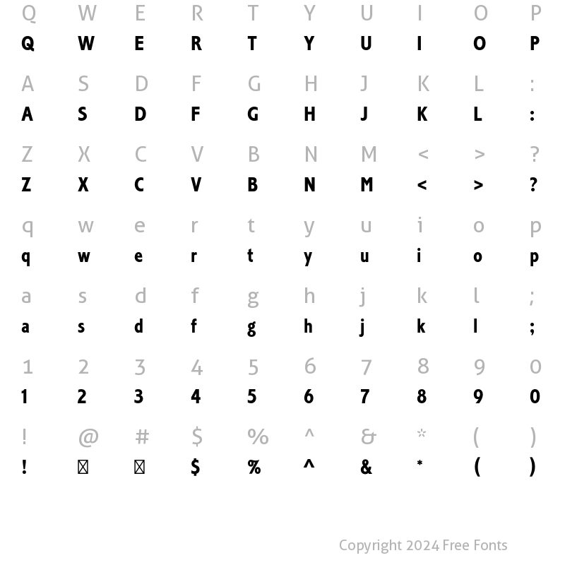 Character Map of Corinthian Std Bold Condensed