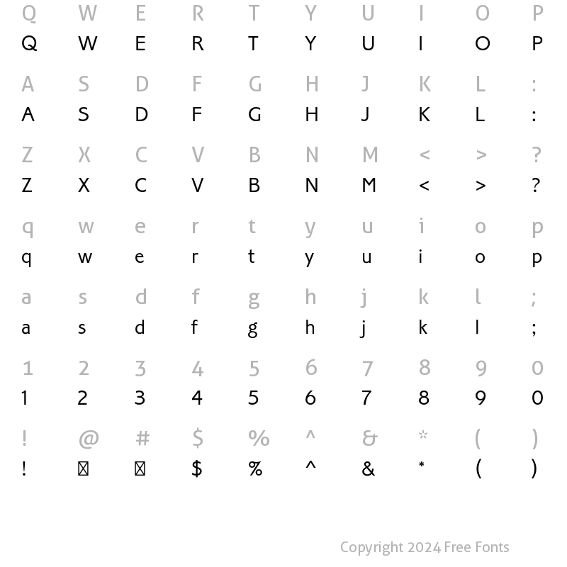 Character Map of Corinthian Std Light