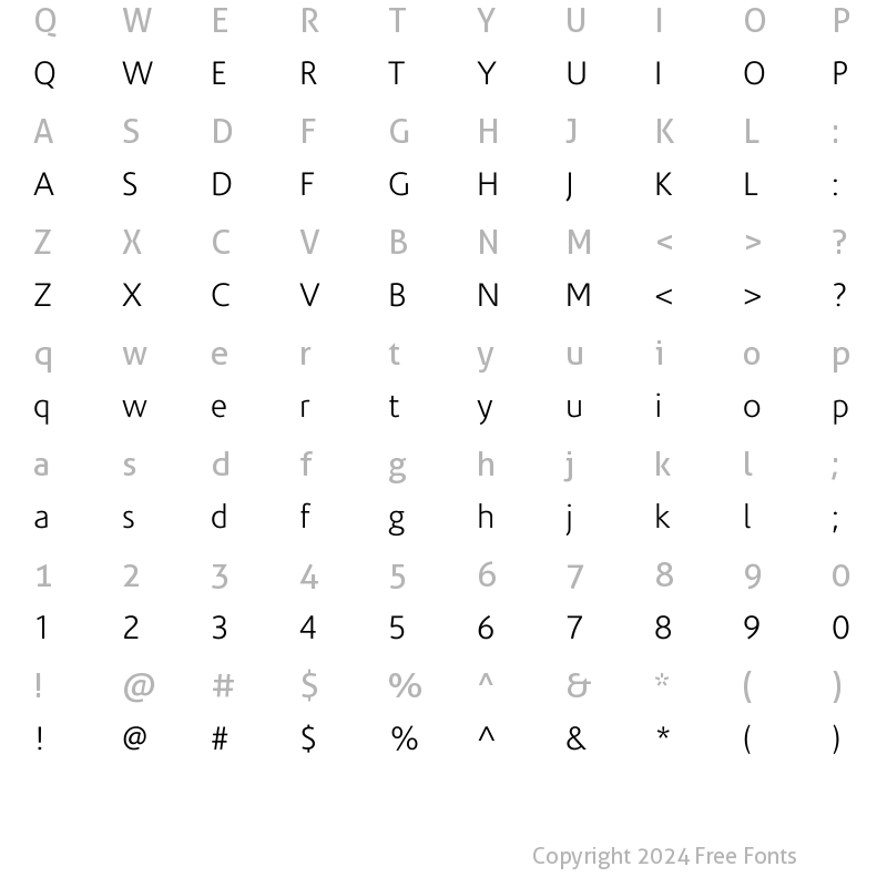 Character Map of CorisandeLight Regular