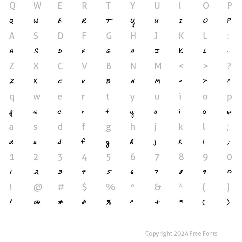 Character Map of CormicksHand Bold