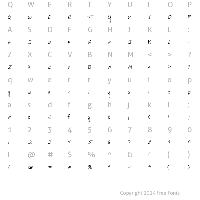 Character Map of CormicksHand Regular