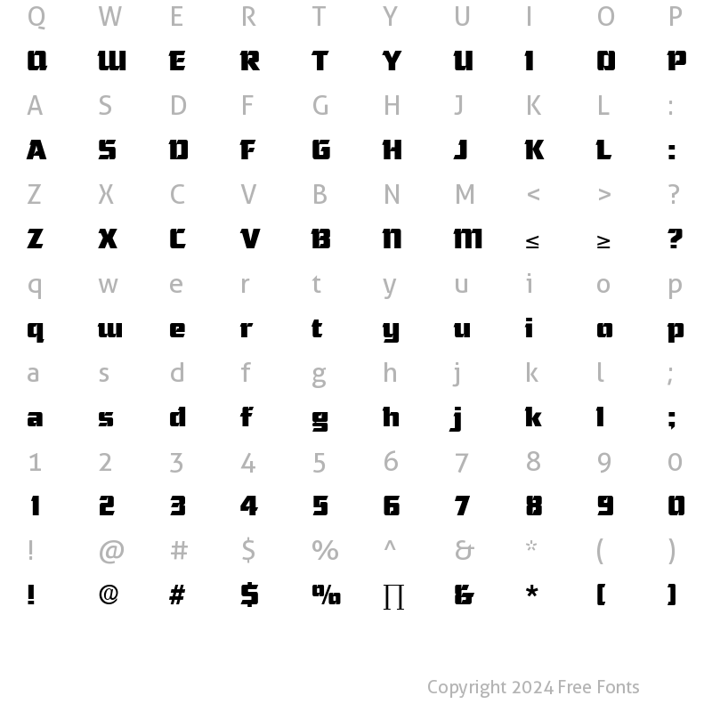 Character Map of Cornered Medium