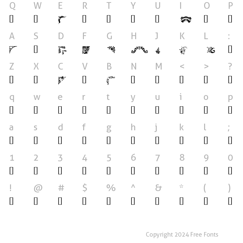 Character Map of Corners 2 Regular