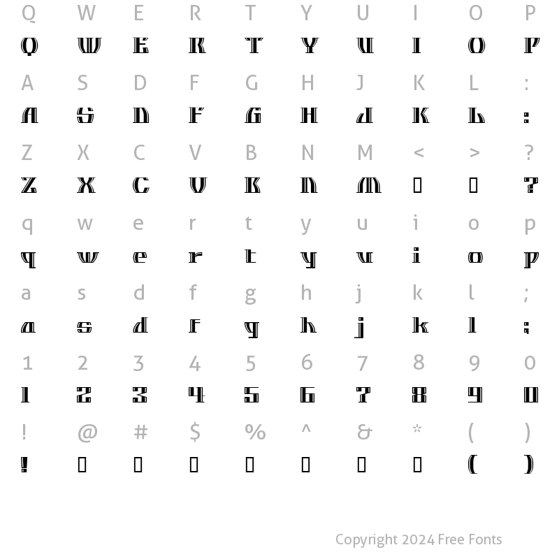 Character Map of Corona Bold