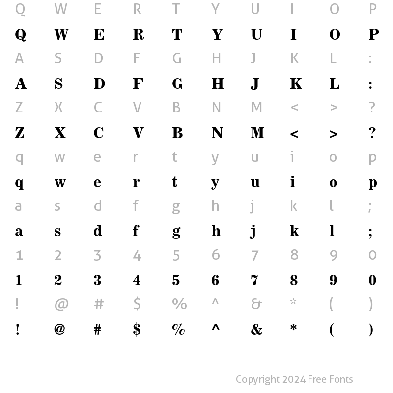 Character Map of Corona Face No. 2 Bold